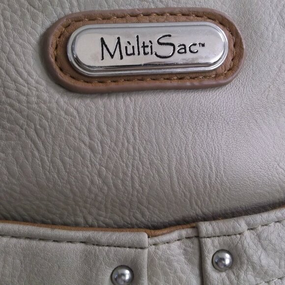 Multi Sac Shoulder Bag HANDBAG Tote PURSE Tan & Brown with Multiple Compartments - Picture 3 of 10